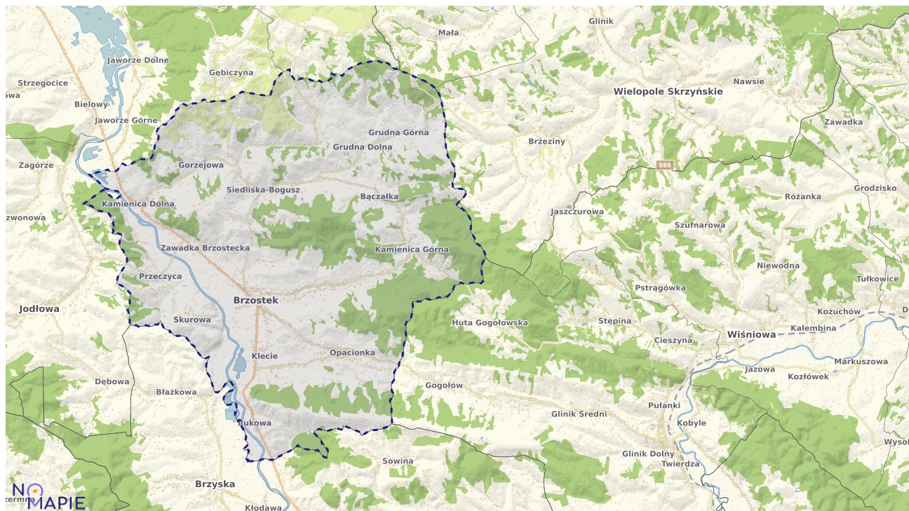 Mapa obszarów ochrony przyrody Brzostka