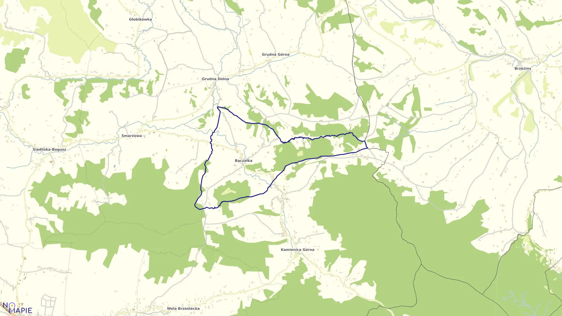 Mapa obrębu Bączałka w gminie Brzostek